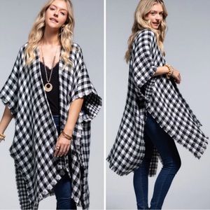Buffalo Plaid Black & White  Checker Kimono